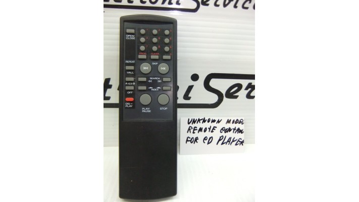 Unknown model CD player remote control .